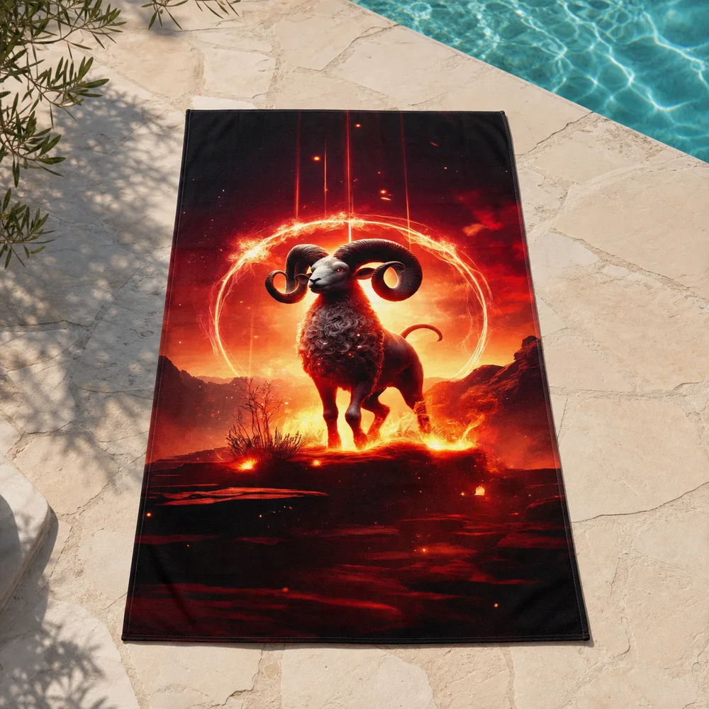 Aries astrology birthday gift beach towel