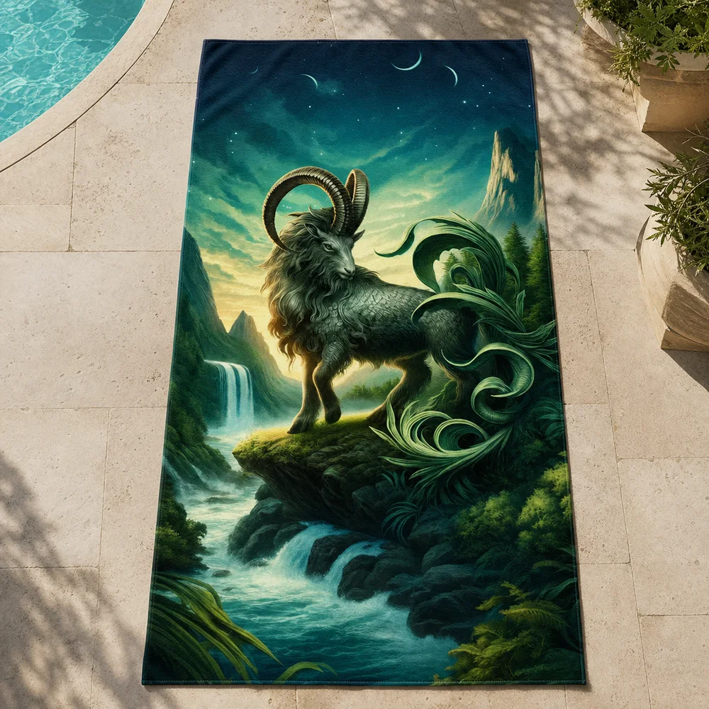 Capricorn astrology birthday gift beach towel
