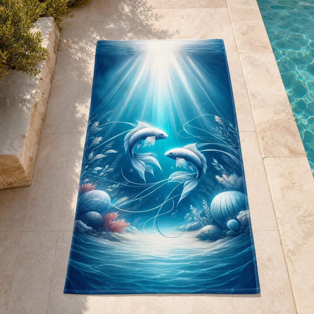 Pisces astrology birthday gift beach towel