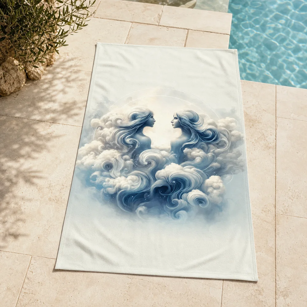 Gemini astrology birthday gift beach towel