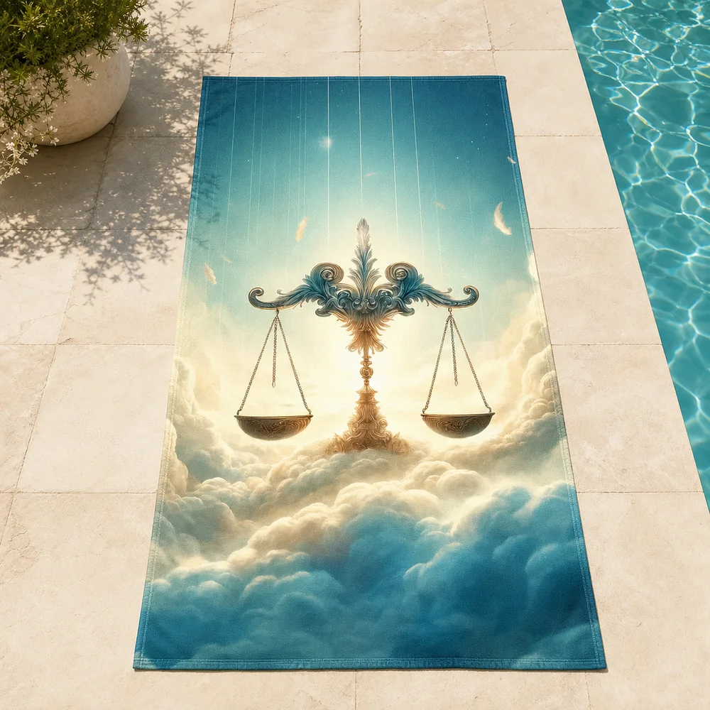 Libra astrology birthday gift beach towel