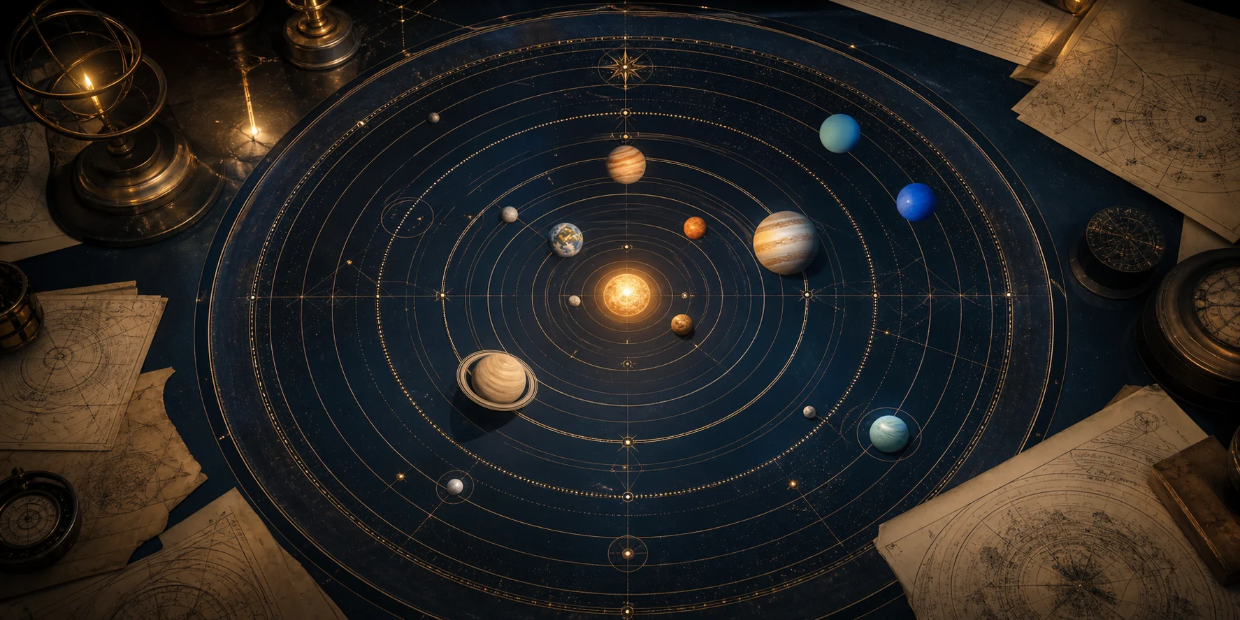 Illustration of astrological planets and their symbolic functions